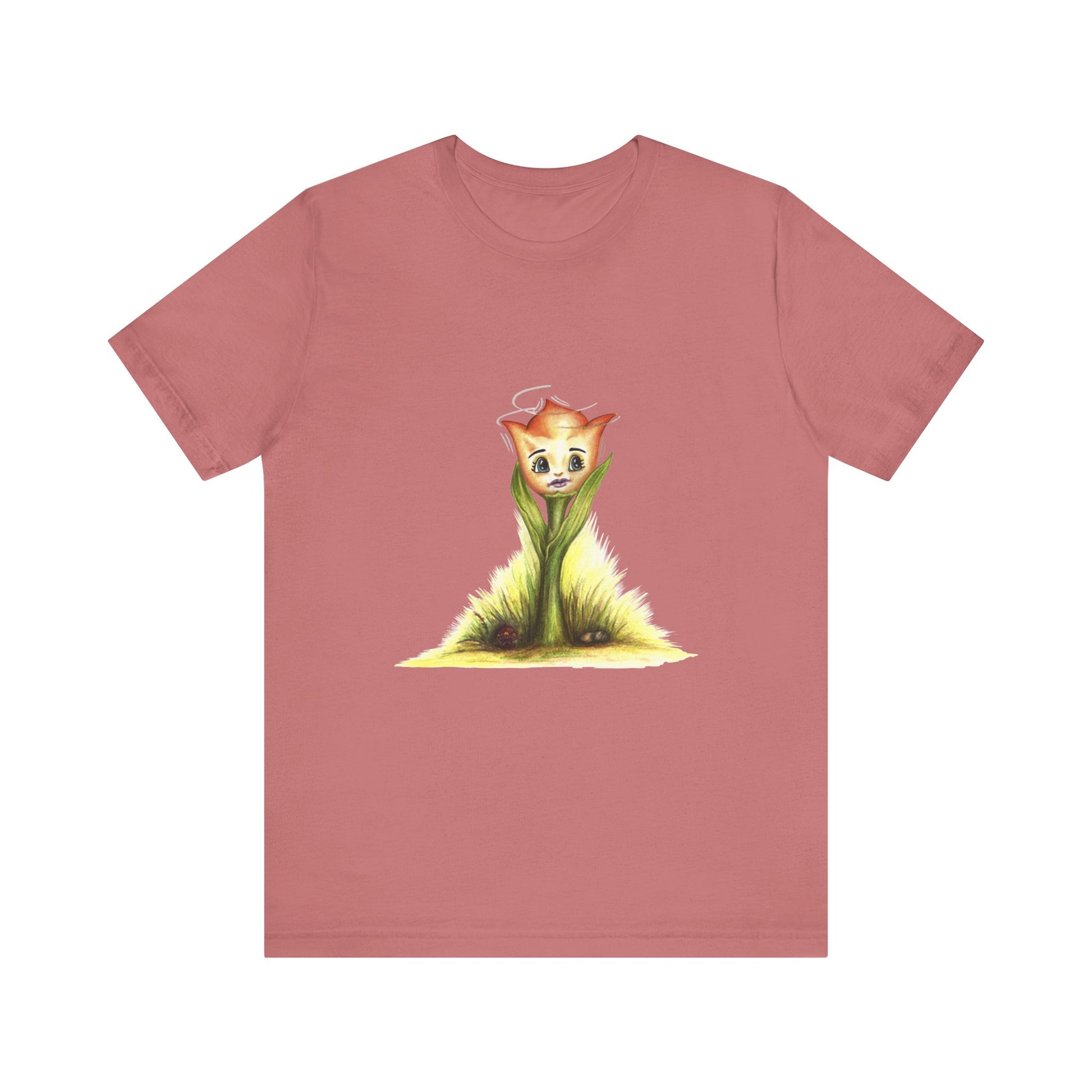 A Little Tulip Unisex T-Shirt in Mauve – Soft Jersey Short Sleeve Tee