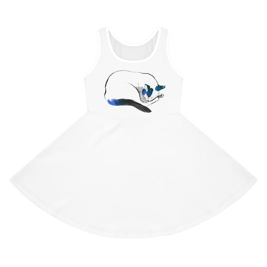 Napping Kitty Girls' Sleeveless Sundress A-line Style for Summer