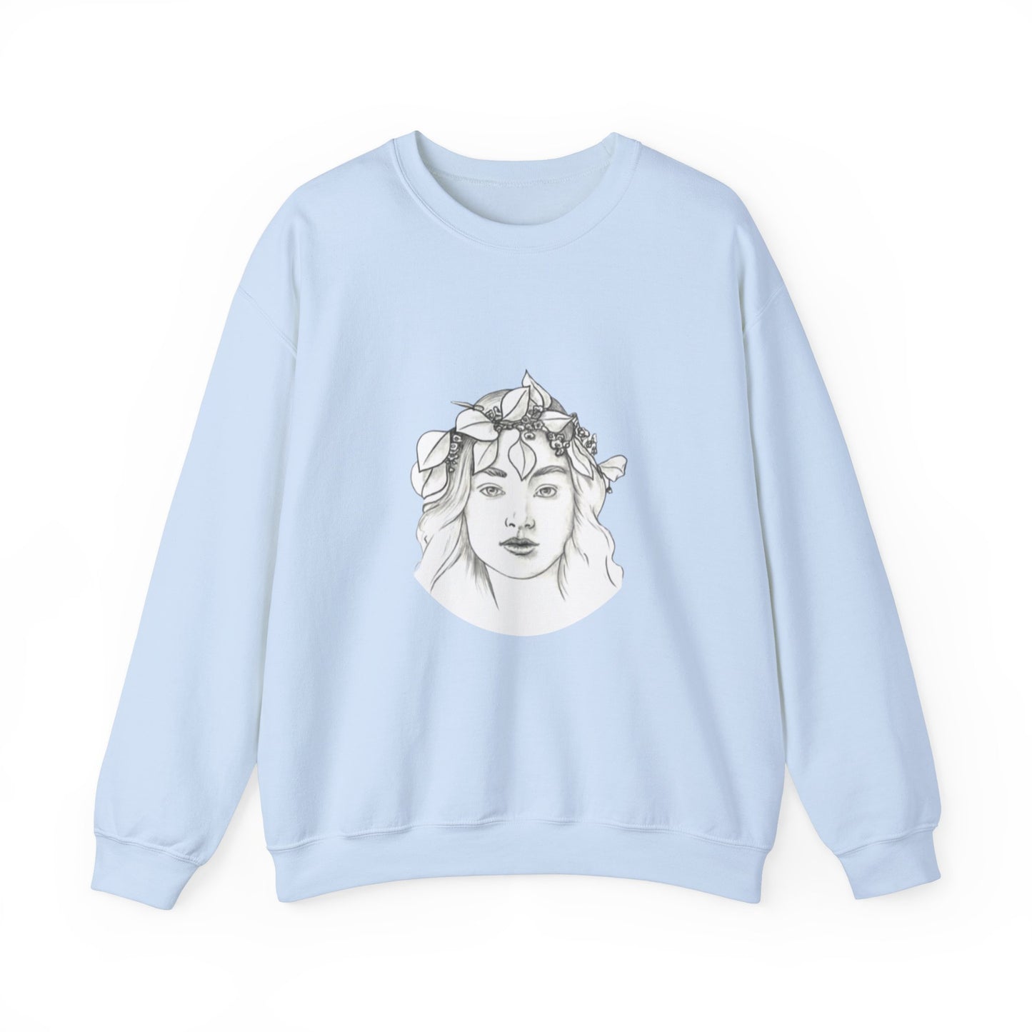 The Muse unisex sweatshirt showing ribbed collar and comfy fit